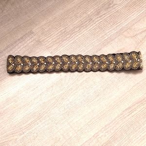 Rhinestone Formal Belt/Beaded Sash Black Elastic Sz S